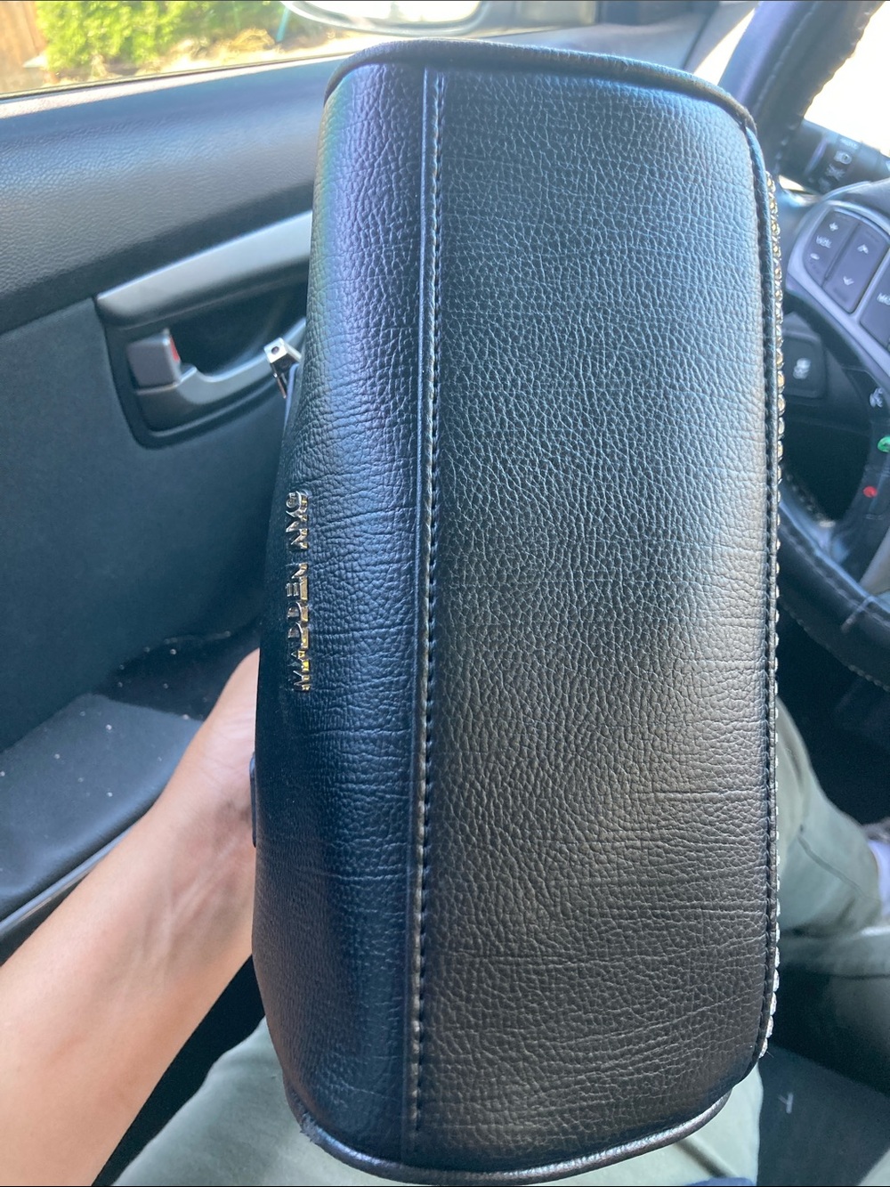 Steve Madden Black Leather Rhinestone Top Handle Bag- As Is - Picture 11 of 14